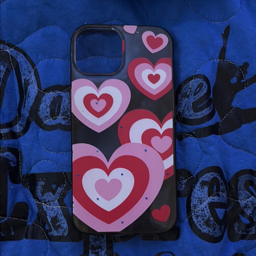 Heart Pattern Phone Case - Black and Pink